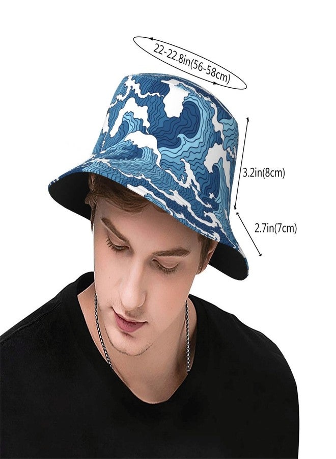 JIEKENMO The Great Wave Off Kanagawa Japanese Blue White Bucket Hats Fashion Sun Cap Packable Outdoor Fisherman Hat for Women and Men - Image 2